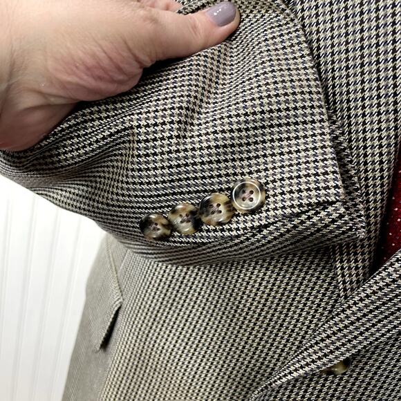 Nordstrom 42R 2-Button Blazer Silk Wool Tweed Houndstooth Sport Coat Jacket - Picture 16 of 16